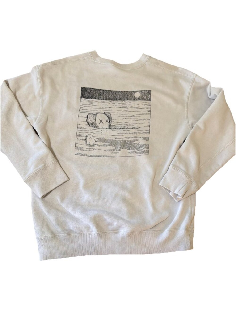 Uniqlo x Kaws UT Phaidon White Sweatshirt Long Sleeve Sz S Fleece